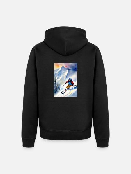 Ski I - Unisex Premium Bio Zip Hoodie - Schwarz