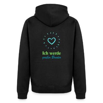 Ich werde großer Bruder von meinem Bruder - Unisex Premium Bio Zip Hoodie - Schwarz - Hinten - Nico (187cm)