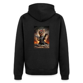 Yorkshire Terrier Hund - Bad Ass - Unisex Premium Bio Zip Hoodie - Schwarz - Hinten - Nico (187cm)