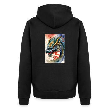 Year of the Dragon VI - Unisex Premium Organic Zip Hoodie - black - Back - Nico (187cm)