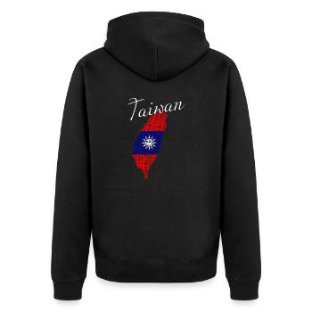 Taiwan - Unisex Premium Bio Zip Hoodie - Schwarz - Hinten - Nico (187cm)