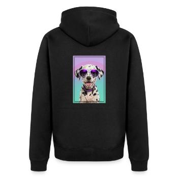 Cute dalmatian puppy with sunglasses - Unisex Premium Organic Zip Hoodie - black - Back - Nico (187cm)
