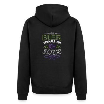 statement chihuahua alkoholexzesse malz beer - Unisex Premium Bio Zip Hoodie - Schwarz - Hinten - Nico (187cm)