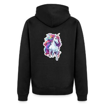 Unicorn / mythical creatures / fairy tales / magic / glitter - Unisex Premium Organic Zip Hoodie - black - Back - Nico (187cm)