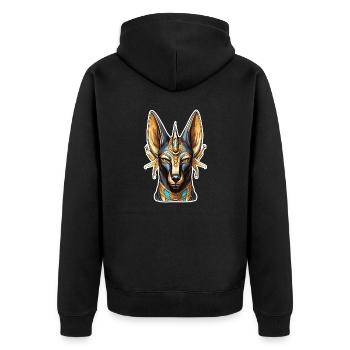 Ägypten / Pharao / Mumien / Hieroglyphen / Sphinx - Unisex Premium Bio Zip Hoodie - Schwarz - Hinten - Nico (187cm)