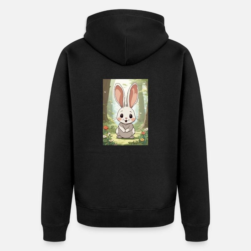 Lapin de dessin animé - Veste à capuche bio Premium Unisexe - noir