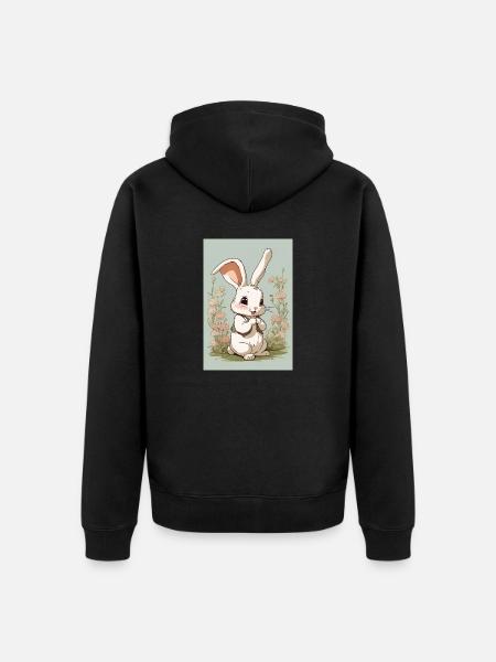 Cartoon Bunny II - Unisex Premium Organic Zip Hoodie - black