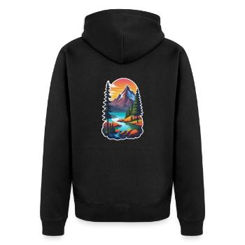 Mountain Nature Hiking Climbing Lake - Unisex Premium Organic Zip Hoodie - black - Back - Nico (187cm)