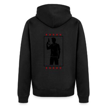 Drinking Team Bottle - Unisex Premium Organic Zip Hoodie - black - Back - Nico (187cm)