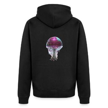 Méduses, Paillettes, Paillettes, Métallique, Rose - Veste à capuche bio Premium Unisexe - noir - Dos - Nico (187cm)