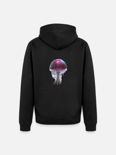Jellyfish, Sequins, Glitter, Metallic, Pink - Unisex Premium Organic Zip Hoodie - black