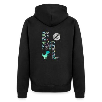 EMIL - Beautiful boy name with dinosaur - Unisex Premium Organic Zip Hoodie - black - Back - Nico (187cm)