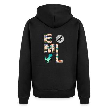 EMIL - Beautiful boy name with dinosaur - Unisex Premium Organic Zip Hoodie - black - Back - Nico (187cm)
