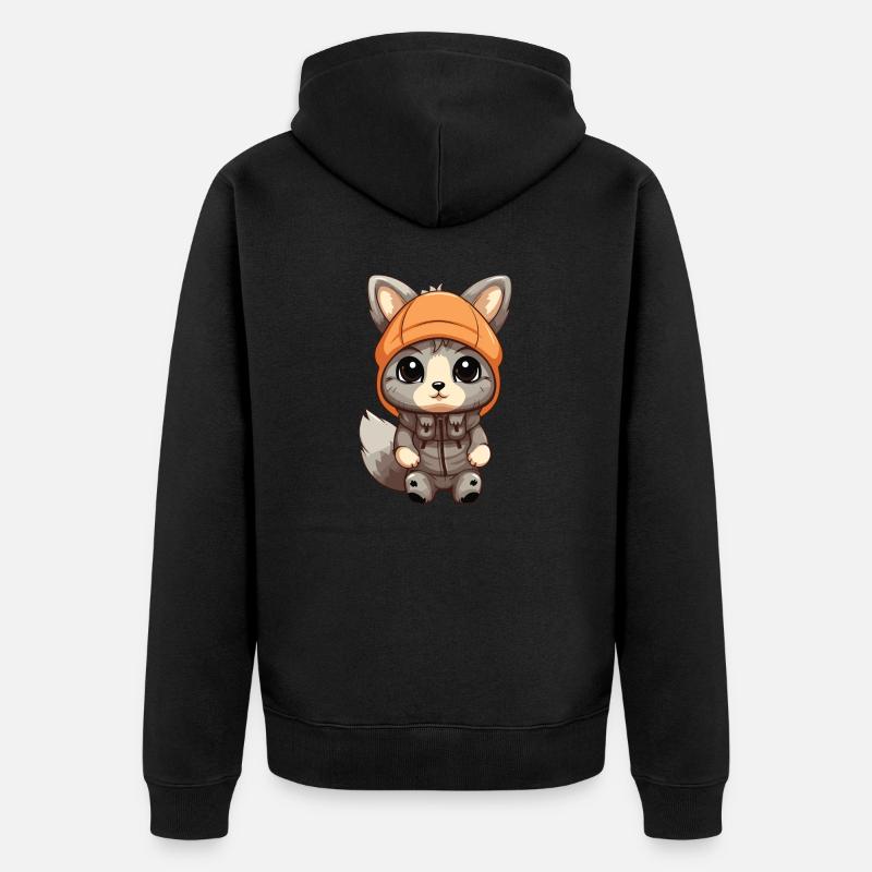 Eichhörnchen Winter Comic Niedlich - Unisex Premium Bio Zip Hoodie - Schwarz