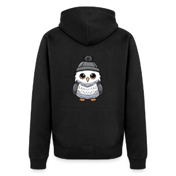 hibou Bande dessinée d’hiver mignon - Veste à capuche bio Premium Unisexe - noir - Dos - Nico (187cm)