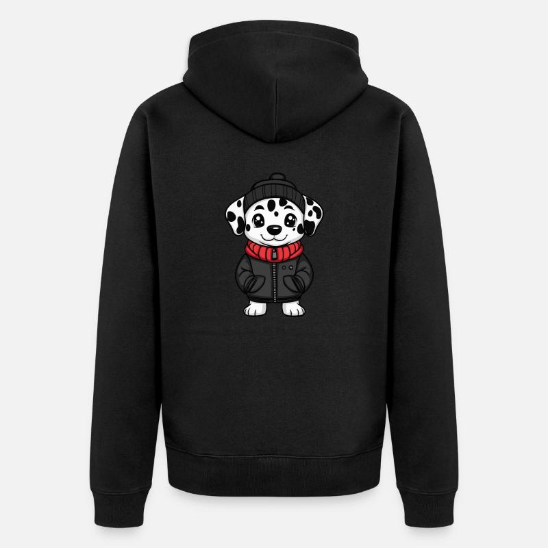 Dessin animé de chien dalmatien - Veste à capuche bio Premium Unisexe - noir
