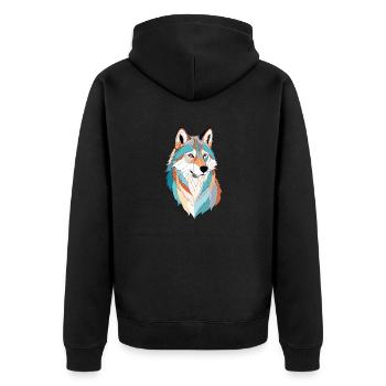 Wolf Vektor Kunst mit lebendiger Farbe Illustration - Unisex Premium Bio Zip Hoodie - Schwarz - Hinten - Nico (187cm)