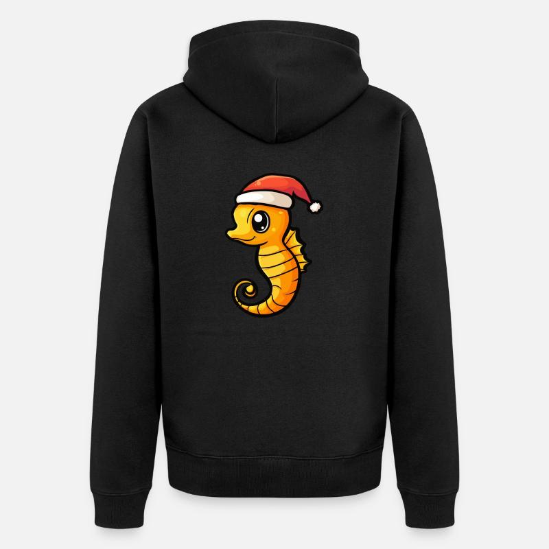 Noël de l’hippocampe - Veste à capuche bio Premium Unisexe - noir