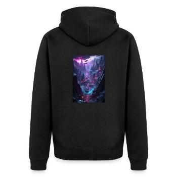 Une ville dans la vallée cyberpunk - Veste à capuche bio Premium Unisexe - noir - Dos - Nico (187cm)