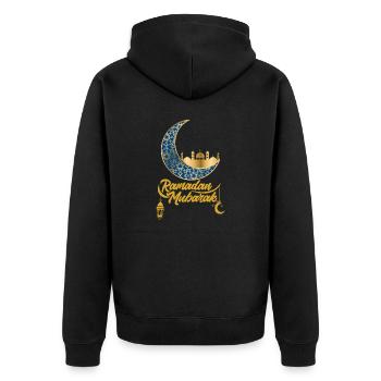 Ramadan Gift Eid Mubarak Islam Allah Muslim - Unisex Premium Organic Zip Hoodie - black - Back - Nico (187cm)