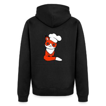 Fox Chef's Hat Chef Cooking Restaurant Kitchen - Unisex Premium Organic Zip Hoodie - black - Back - Nico (187cm)