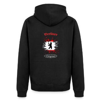 Berlin - Unisex Premium Bio Zip Hoodie - Schwarz - Hinten - Nico (187cm)