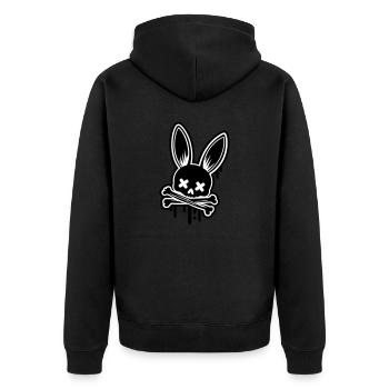 Hase Skull Ostern Totenkopf - Unisex Premium Bio Zip Hoodie - Schwarz - Hinten - Nico (187cm)