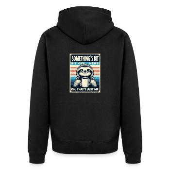 Lazy Stripes and Coffee - Unisex Premium Bio Zip Hoodie - Schwarz - Hinten - Nico (187cm)