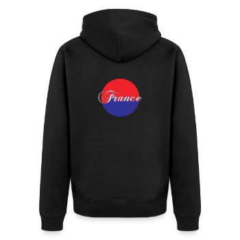 Frankreich - Unisex Premium Bio Zip Hoodie - Schwarz - Hinten - Nico (187cm)