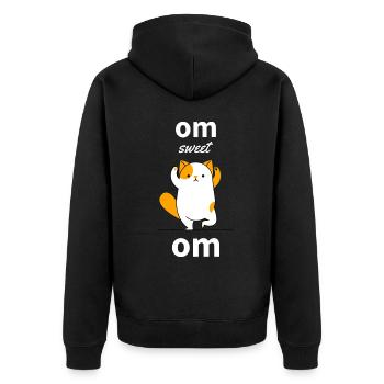 Women's Yoga T-Shirt | Funny Cat Meditation Lady - Unisex Premium Organic Zip Hoodie - black - Back - Nico (187cm)