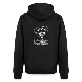 Deutscher PINSCHER coolster Hund Hundespruch Hunde - Unisex Premium Bio Zip Hoodie - Schwarz - Hinten - Nico (187cm)