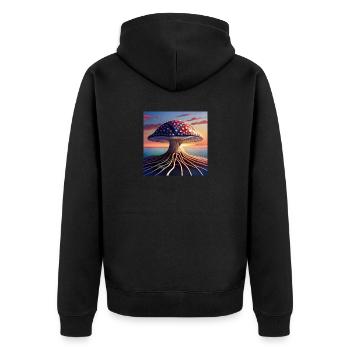 Mushroom Comic - Unisex Premium Bio Zip Hoodie - Schwarz - Hinten - Nico (187cm)