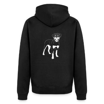 Rottweiler - Unisex Premium Bio Zip Hoodie - Schwarz - Hinten - Nico (187cm)