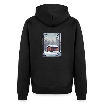 Gemütliche Schneehütte - Unisex Premium Bio Zip Hoodie - Schwarz - Hinten - Nico (187cm)