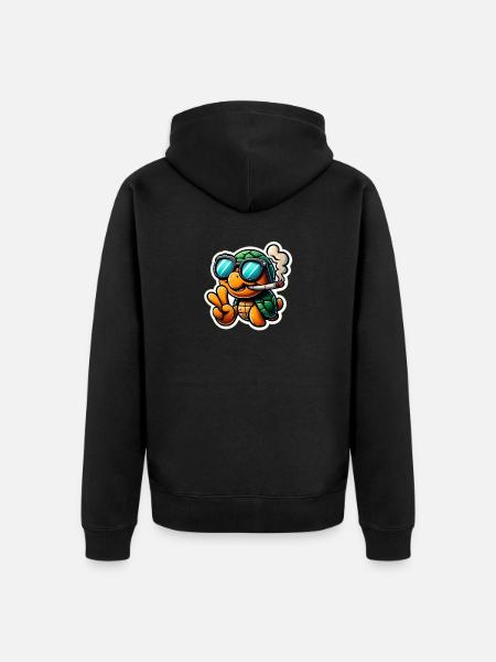 Cool turtle with sunglasses - Unisex Premium Organic Zip Hoodie - black