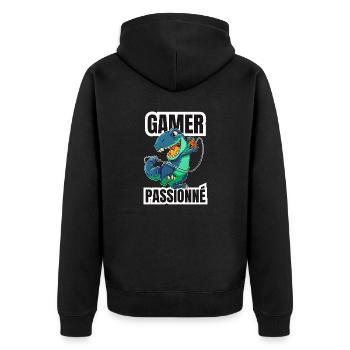 gamer passionné - Veste à capuche bio Premium Unisexe - noir - Dos - Nico (187cm)
