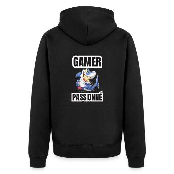gamer passionné - Veste à capuche bio Premium Unisexe - noir - Dos - Nico (187cm)