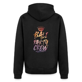 Bali Party Crew Bunt - Unisex Premium Bio Zip Hoodie - Schwarz - Hinten - Nico (187cm)