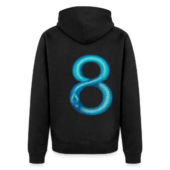 Schlange 8 - Unisex Premium Bio Zip Hoodie - Schwarz - Hinten - Nico (187cm)