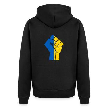 Ukraine - Unisex Premium Bio Zip Hoodie - Schwarz - Hinten - Nico (187cm)