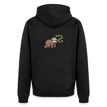 Paresseux branche écharpe chapeau dormir travail pause froid - Veste à capuche bio Premium Unisexe - noir - Dos - Nico (187cm)