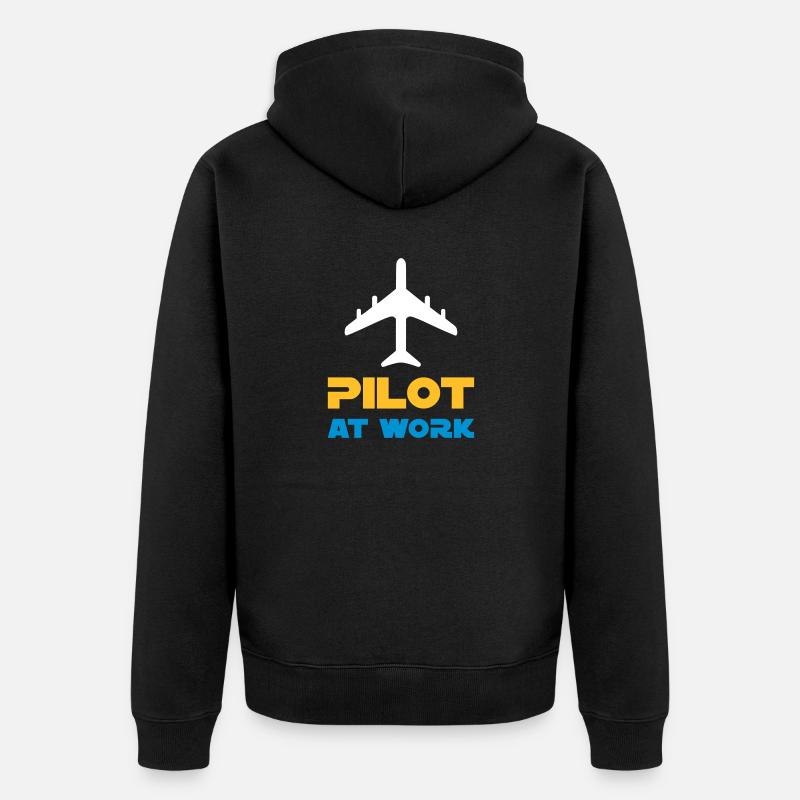 Pilot at work (Flugzeug) - Unisex Premium Bio Zip Hoodie - Schwarz