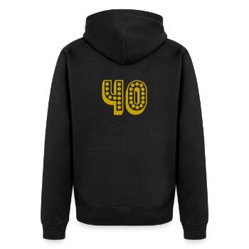40. 40 YEARS. 40th ANNIVERSARY. 40 YEARS ANNIVERSARY. - Unisex Premium Organic Zip Hoodie - black - Back - Nico (187cm)