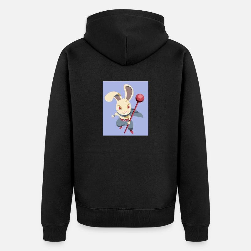 Rabbitoki der Fruchtlose Held - Unisex Premium Bio Zip Hoodie - Schwarz