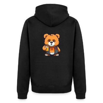 father beer - Unisex Premium Bio Zip Hoodie - Schwarz - Hinten - Nico (187cm)