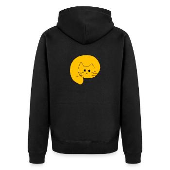 Katze gelb - Unisex Premium Bio Zip Hoodie - Schwarz - Hinten - Nico (187cm)