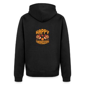 Frohes Erntedankfest - Unisex Premium Bio Zip Hoodie - Schwarz - Hinten - Nico (187cm)