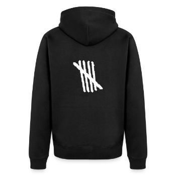 5 | Fünf Striche | Zählen | Symbol | Streifen - Unisex Premium Bio Zip Hoodie - Schwarz - Hinten - Nico (187cm)