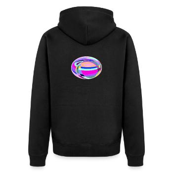 buntes - Unisex Premium Bio Zip Hoodie - Schwarz - Hinten - Nico (187cm)
