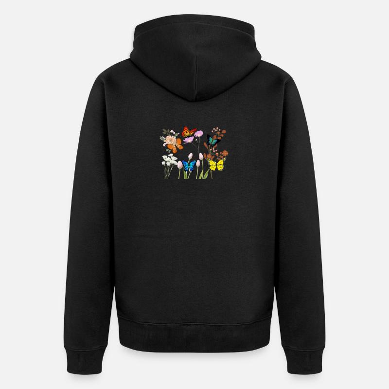 Blumen - Unisex Premium Bio Zip Hoodie - Schwarz